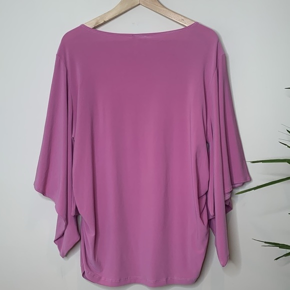 Heart Throb Dusty Rose Rouched Sides Boatneck Kimono Sleeve Tunic Stretch Top 3X - Picture 11 of 13